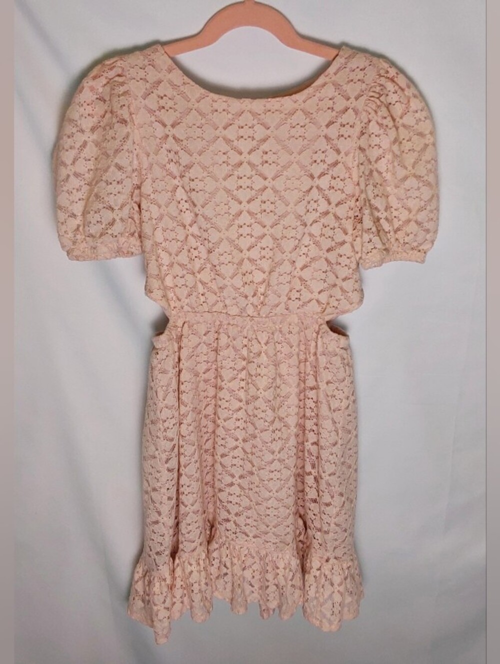 Girls Peach Lace Puff-Sleeve Dress + Disney Jumping Beans Dress - Picture 3 of 9